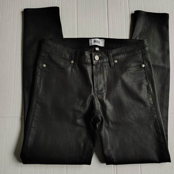 PAIGE Denim - Paige Verdugo Ultra Skinny Black Jeans Size 28 Black Silk Skinny Pants EUC